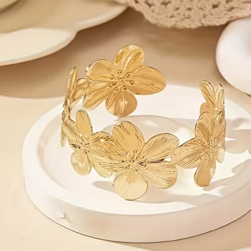 Gold Floral Cuff Bracelet